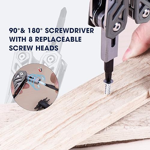 Miniatura 5 de BIBURY Alicates multiherramienta, alicates multiusos de titanio 21 en 1 con funda para destornillador, alicates múltiples de acero inoxidable