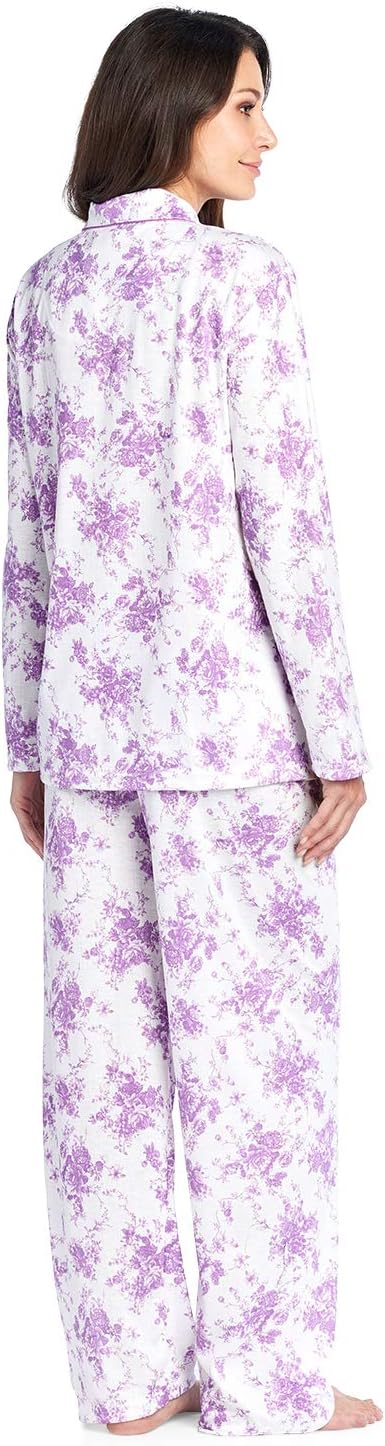 Casual Nights Women's Embroidered Contrast Print Long Sleeve Pajama Set - Image 2