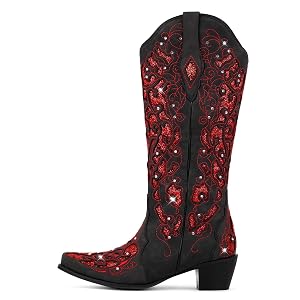 Western Mid Calf Cowboy Cowgirl Boots Sparkly Rhinestone Bling Cowboy Boots for Women
