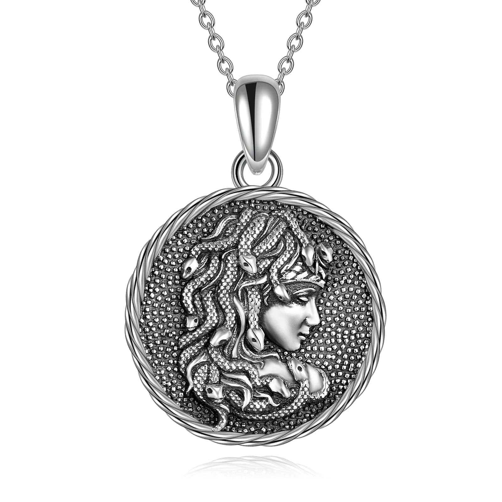 YDN-1Goth Necklace Medusa Snake Necklace Sterling Silver Gothic Halloween Jewellery Vintage Greek Mythology Gifts for Women Men Teens