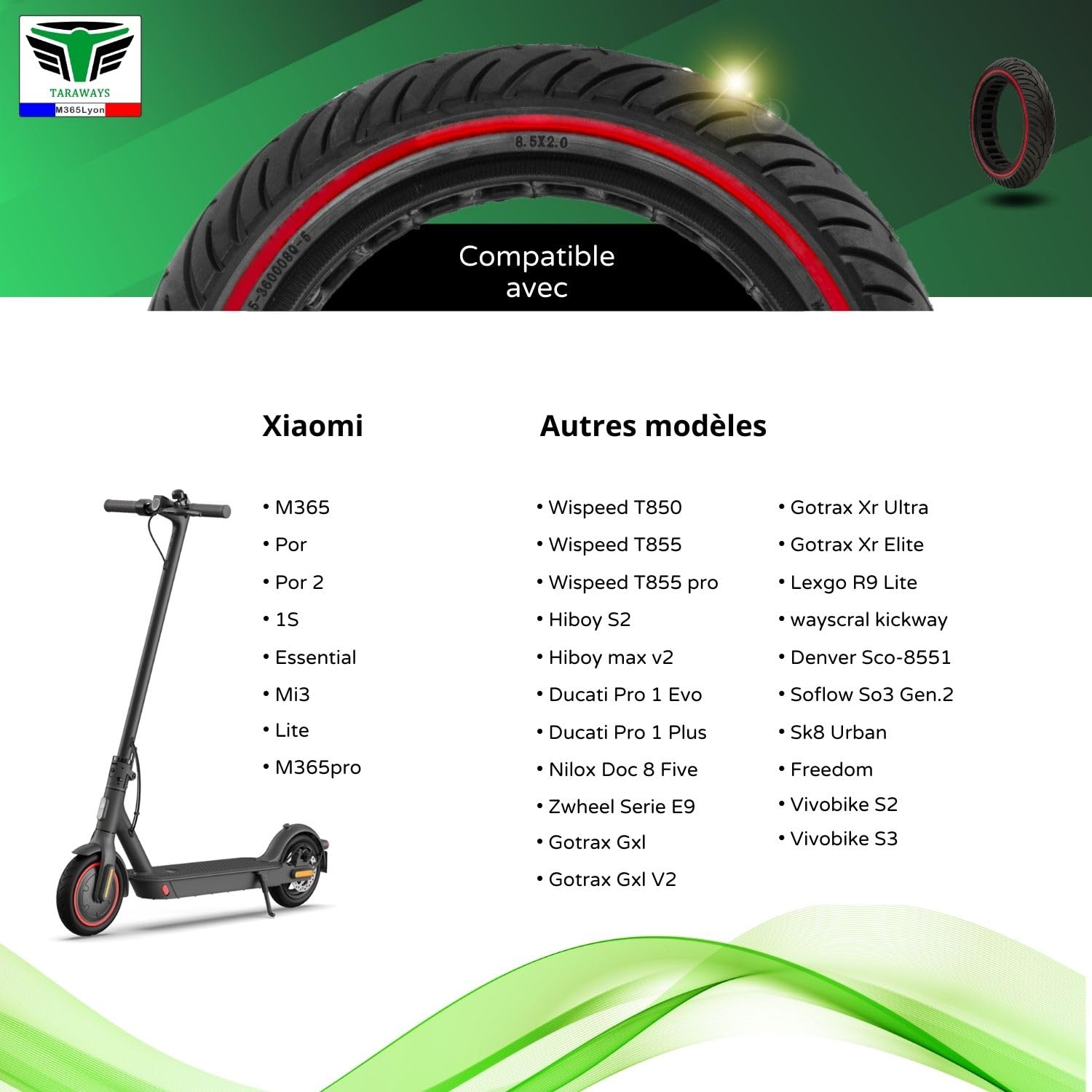 2 Pneus Pleins Anti-crevaison Pour Xiaomi M365 Pro – Technologie Alvéolée – Noirs
