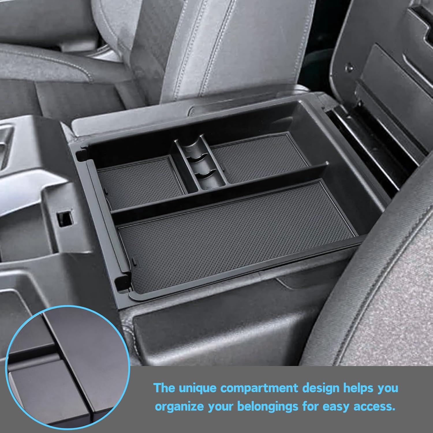 Center Console Organizer for 2019-2026 Chevy Silverado/GMC Sierra 1500, 2020-2026 Silverado/Sierra 2500HD 3500HD Accessories Armrest Storage Tray (Applicable only to Split Bench Seat)