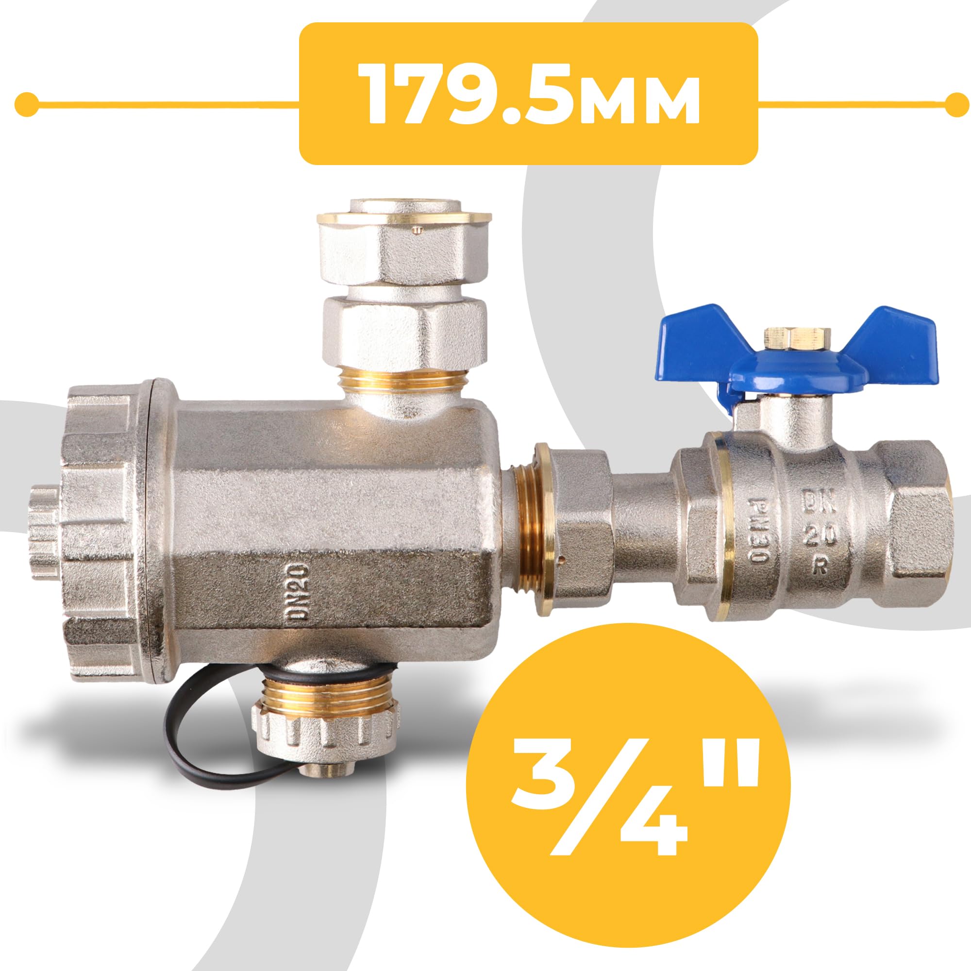 Instalguru Separatore Magnetico 3/4'' Pollice Filtro Fanghi Impianti Riscaldamento Pulizia Acqua Calda Corpo Ottone Rete Inox Ambienti Residenziali Efficienza Prolungata
