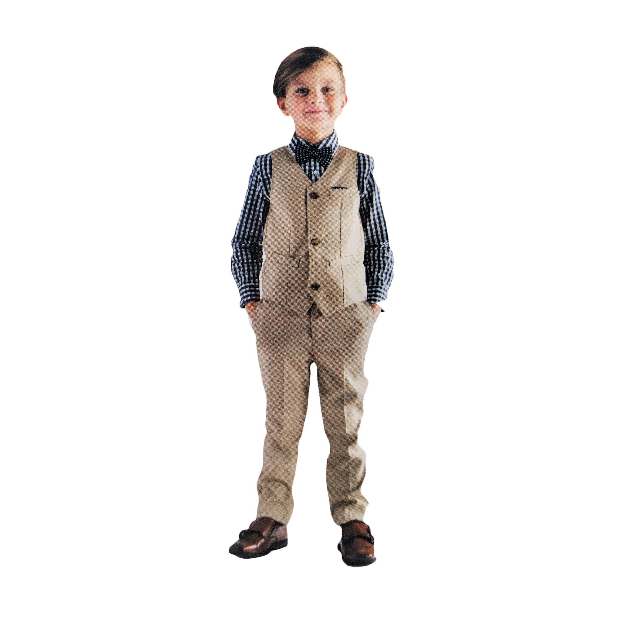 Boys Formal 4-Piece Suit with Vest, Tie, Shirt and Pants
