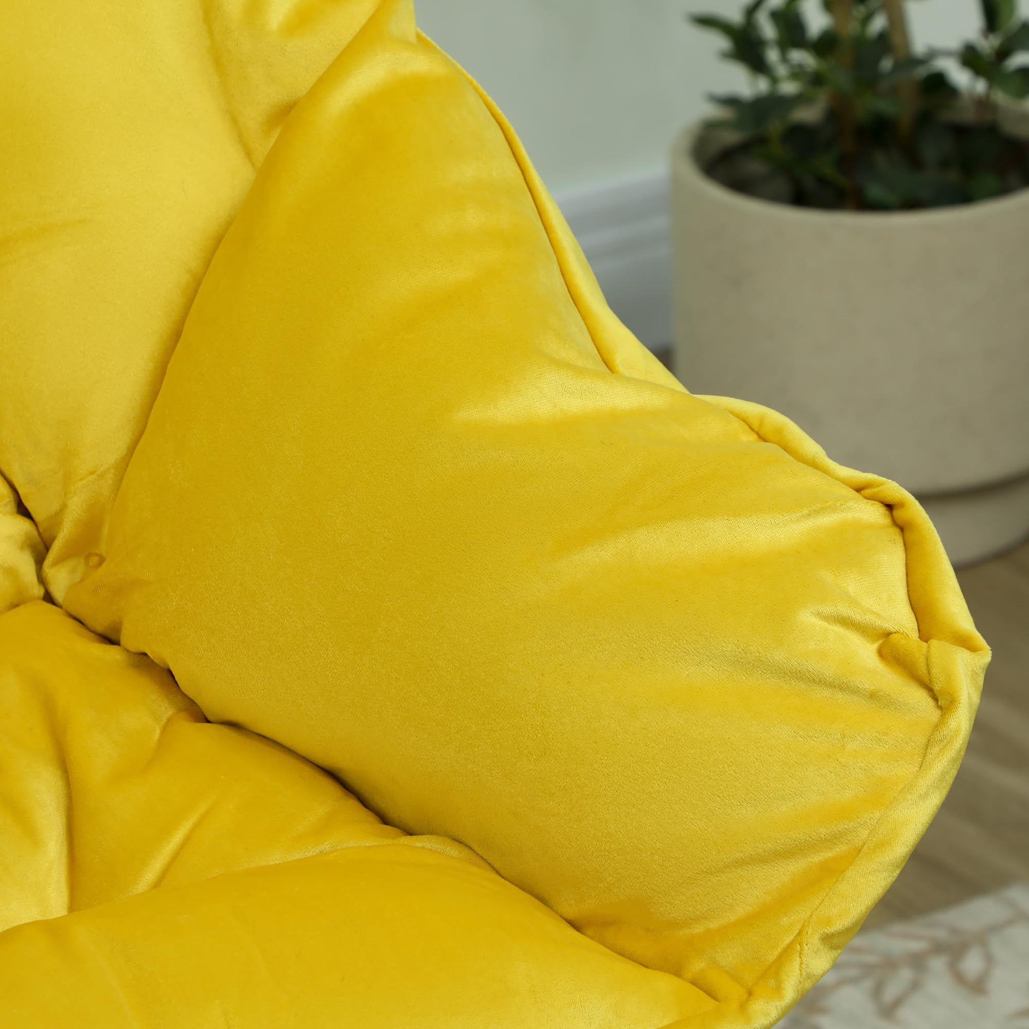 HOMCOM Sillón de Salón con Reposapiés Sillón de Relax Butaca para Dormitorio con Bolsillos Laterales y Patas de Acero para Sala de Estar Amarillo
