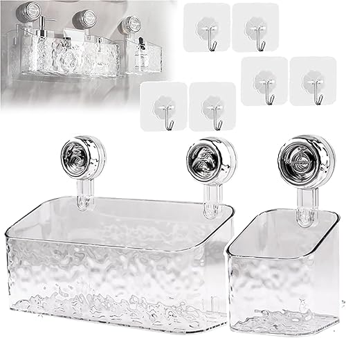 Organizador de ducha con succión 2024, estilo de lujo ligero, con ventosa, estante multifuncional para baño, cesta organizadora para montar en la