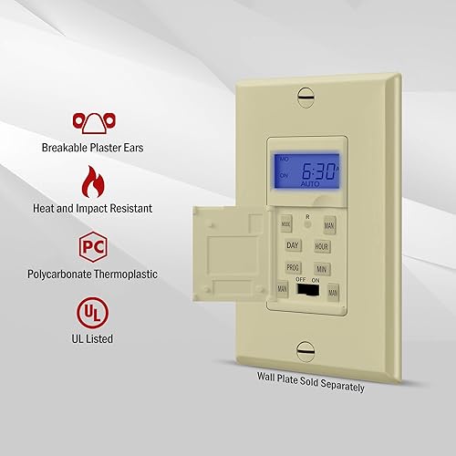 Vista 18 de ENERLITES Interruptor temporizador digital programable para luces, ventiladores, motores, 7 días 18 ajustes de temporizador de encendido/apagado, un