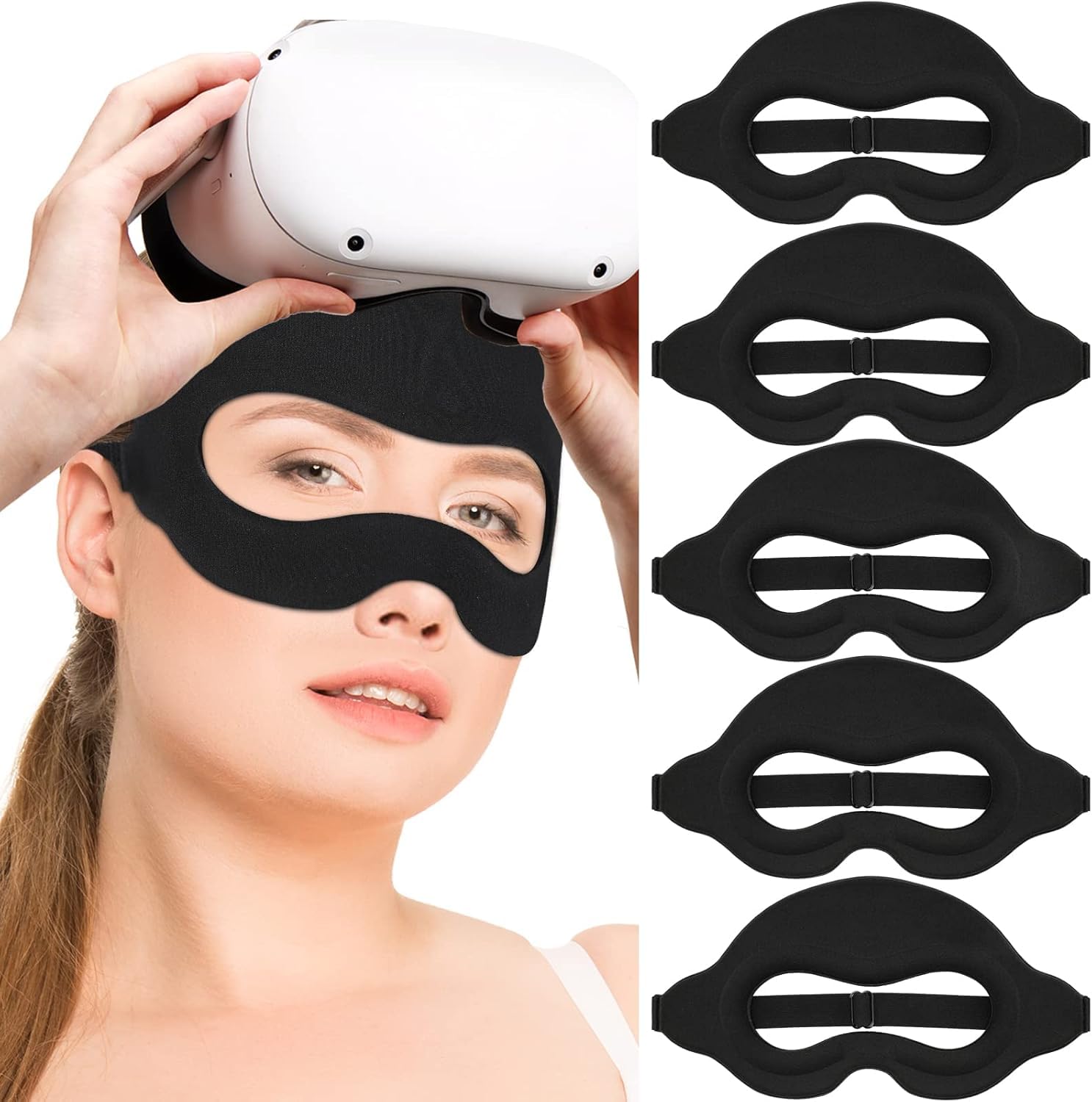 VR Schweißmaske für Meta Quest 3/2 & Pro, Atmungsaktiver Schweißschutz für VR-Workouts, Saugfähige Gesichtsabdeckung für trockenes, Komfortables Gaming (Schwarz)