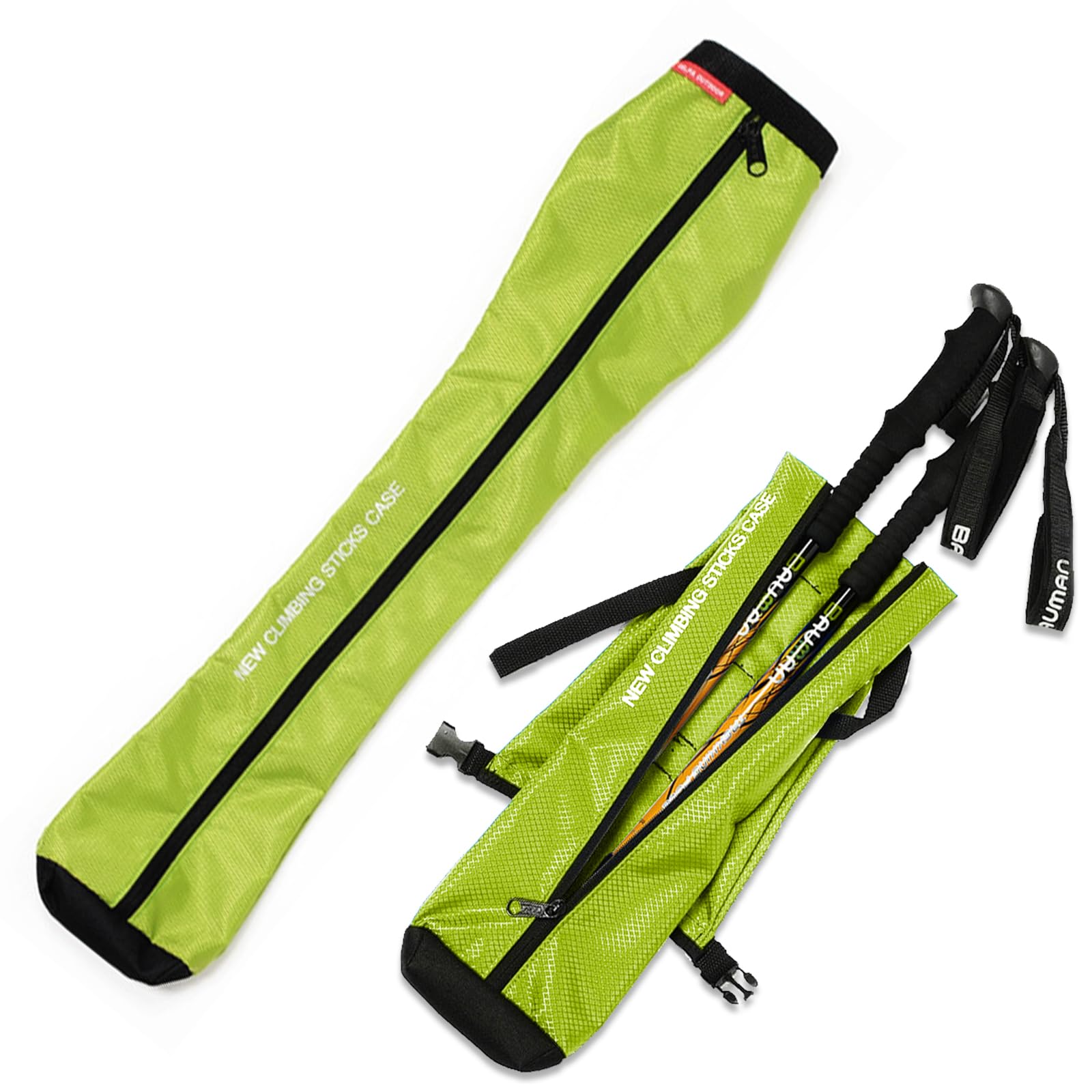 Chris.W Portable Trekking Pole Carrying Bag Storage Bag Pouch with Zipper for Walking Stick Hiking Poles Travel Case (Green)