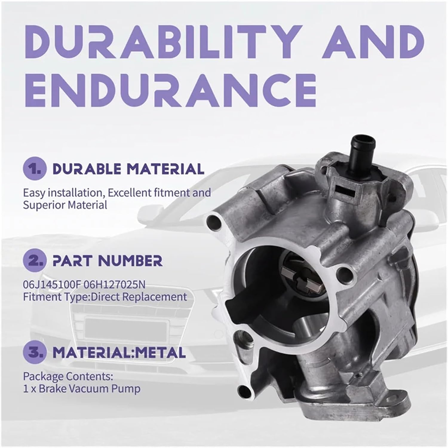 A13P Brake Vacuum Pump 06J145100F Compatible with A3 A4 Seat Altea Exeo Leon Skoda Octavia Superb VW EOS Golf 2007-2017 Car Replacement