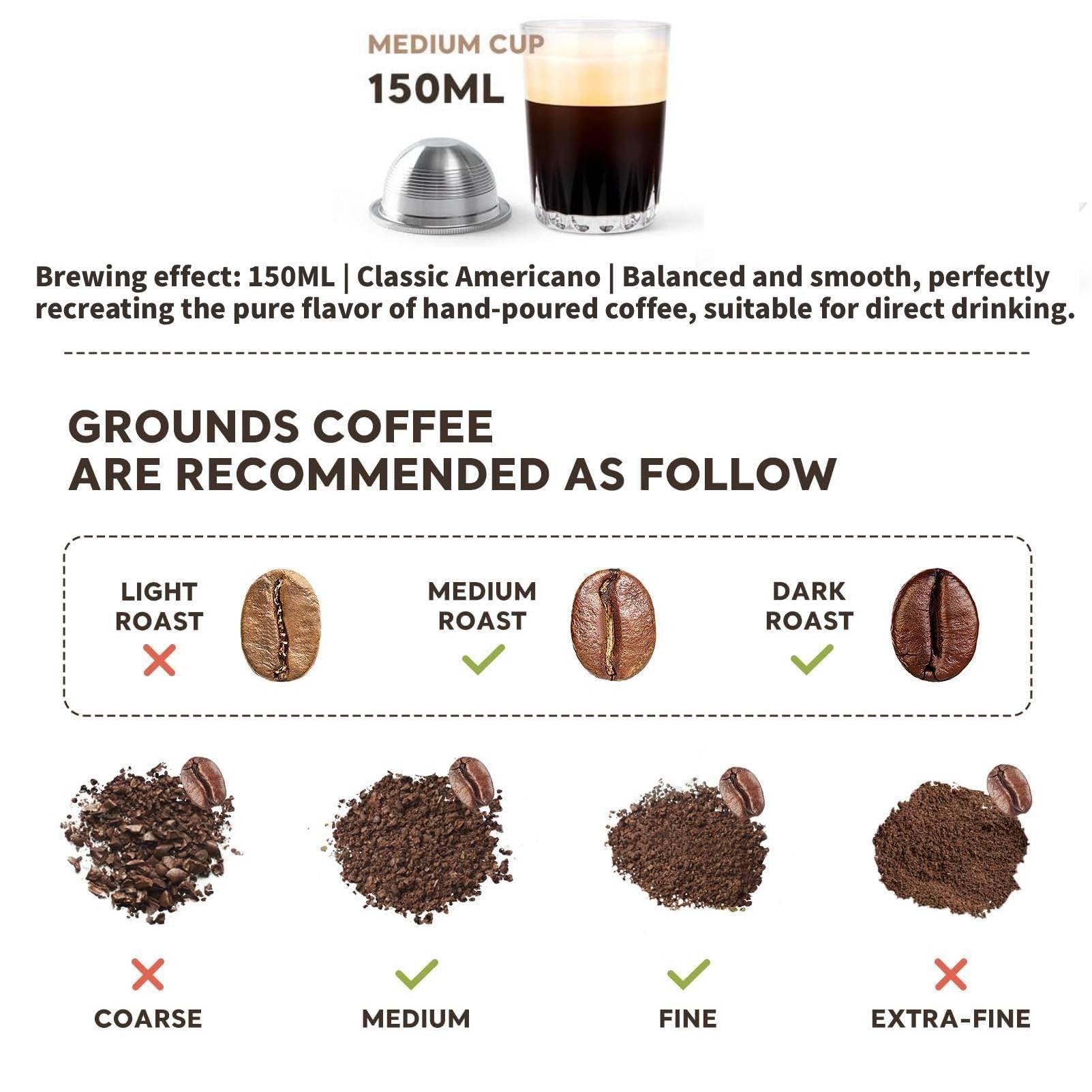 Cápsula de café reutilizable de acero inoxidable de 150 ml, compatible con Nespresso Vertuoline GCA1 y ENV135, filtro de cápsula de café recargable, tamaño expreso