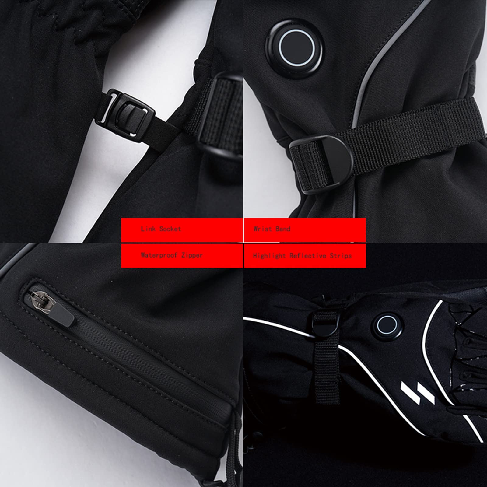 CHEWYNP Guanti riscaldati Guanti - Guanti da Sci elettrici per Uomini e Donne, Guanti Caldi Impermeabili, Guanti con Batteria Ricaricabile da 7,4 V per Moto, Sci, Pattinaggio, Pesca, campe