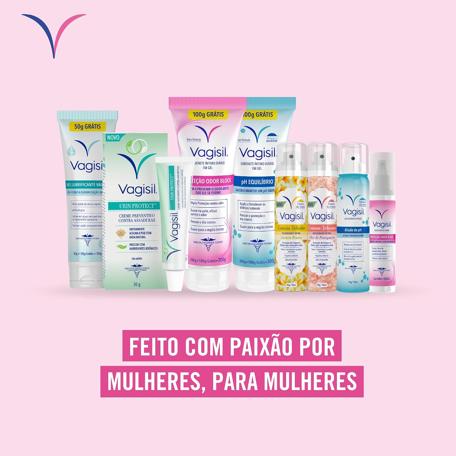 Vagisil Sabonete Líquido Íntimo Feminino em Gel, Odor Block, Tripla Proteção Contra Odores, Leve 300ml e Pague 200ml