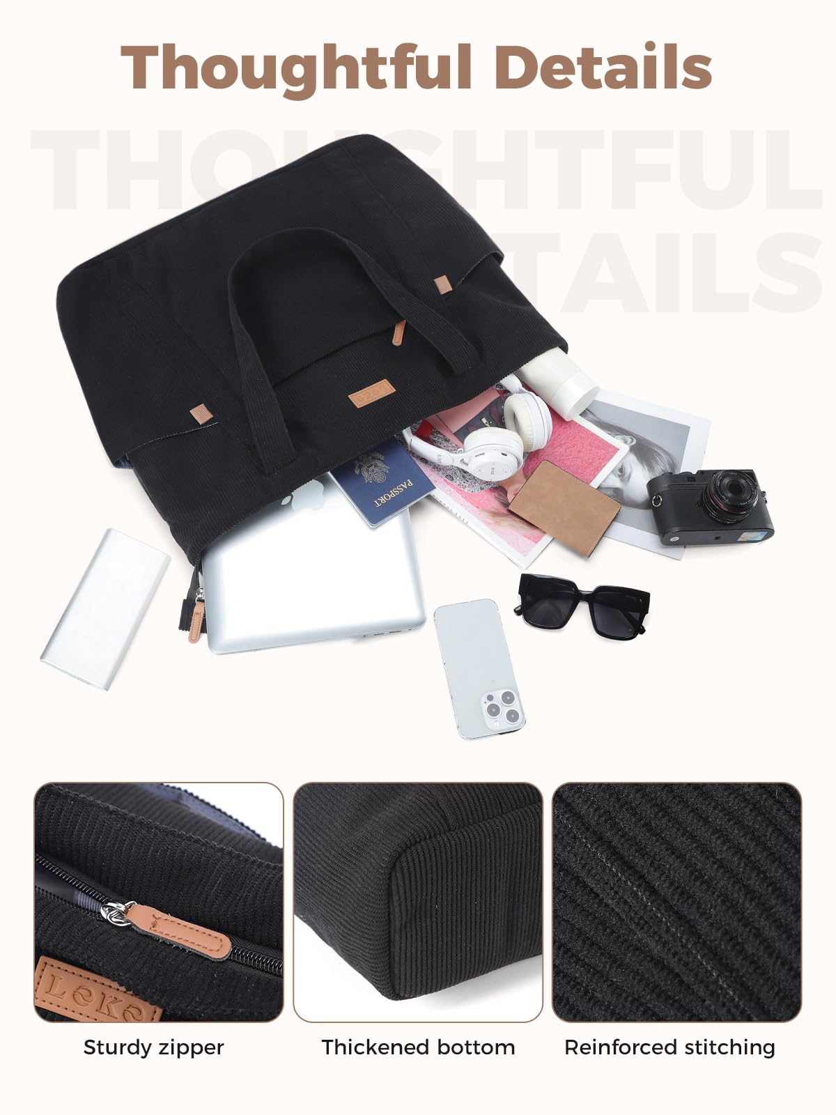Bolsa Tote Bag Grande Bolsa de Playa Mujer, Bolso Shopper, Bolso Ordenador Portatil con Compartimento para Portátil de 17 Pulgadas, Elegante Bolsos Bandolera para Trabajo Escuela