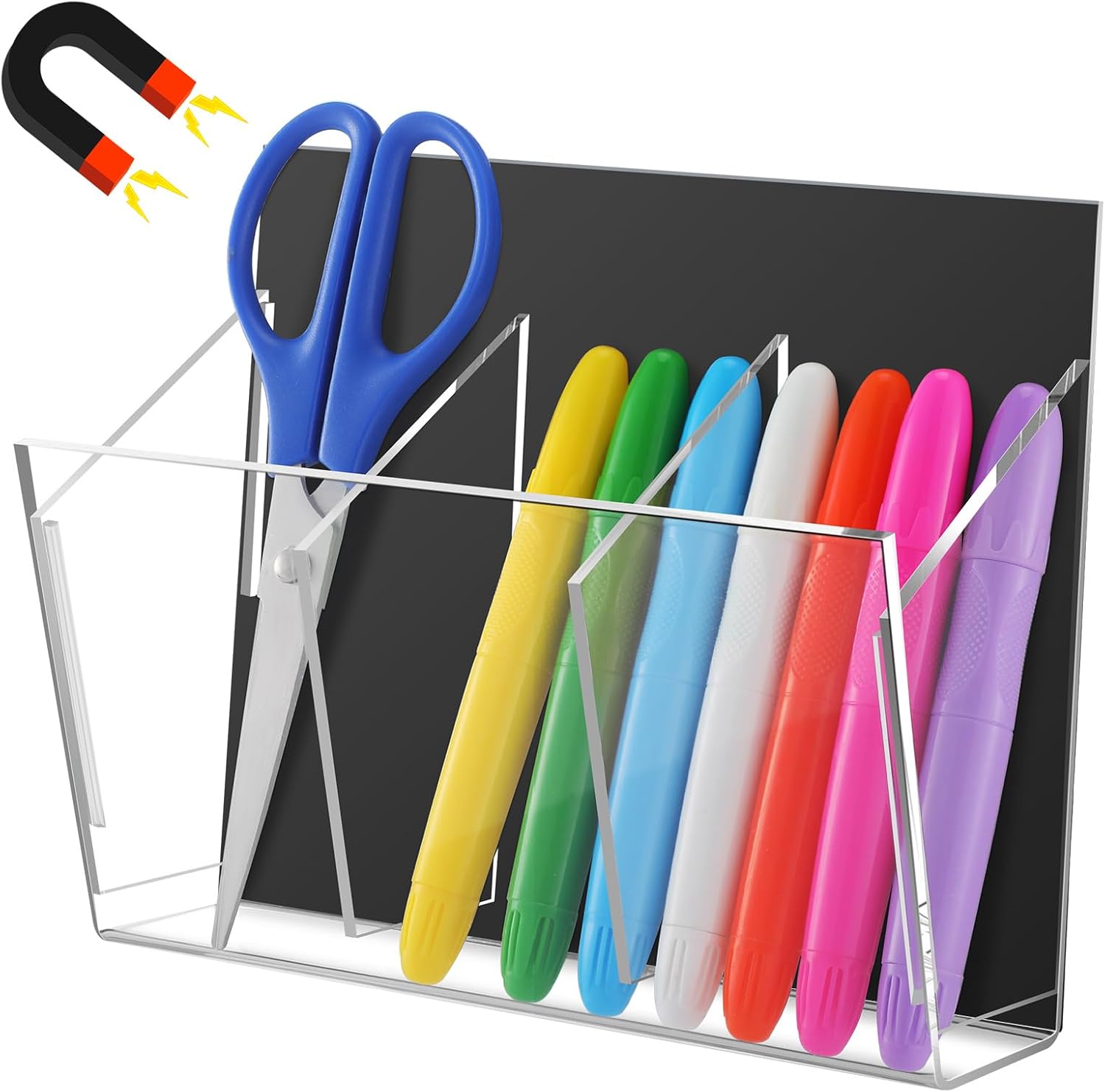 Pen Holder 3 Compartments Acrylic Whiteboard