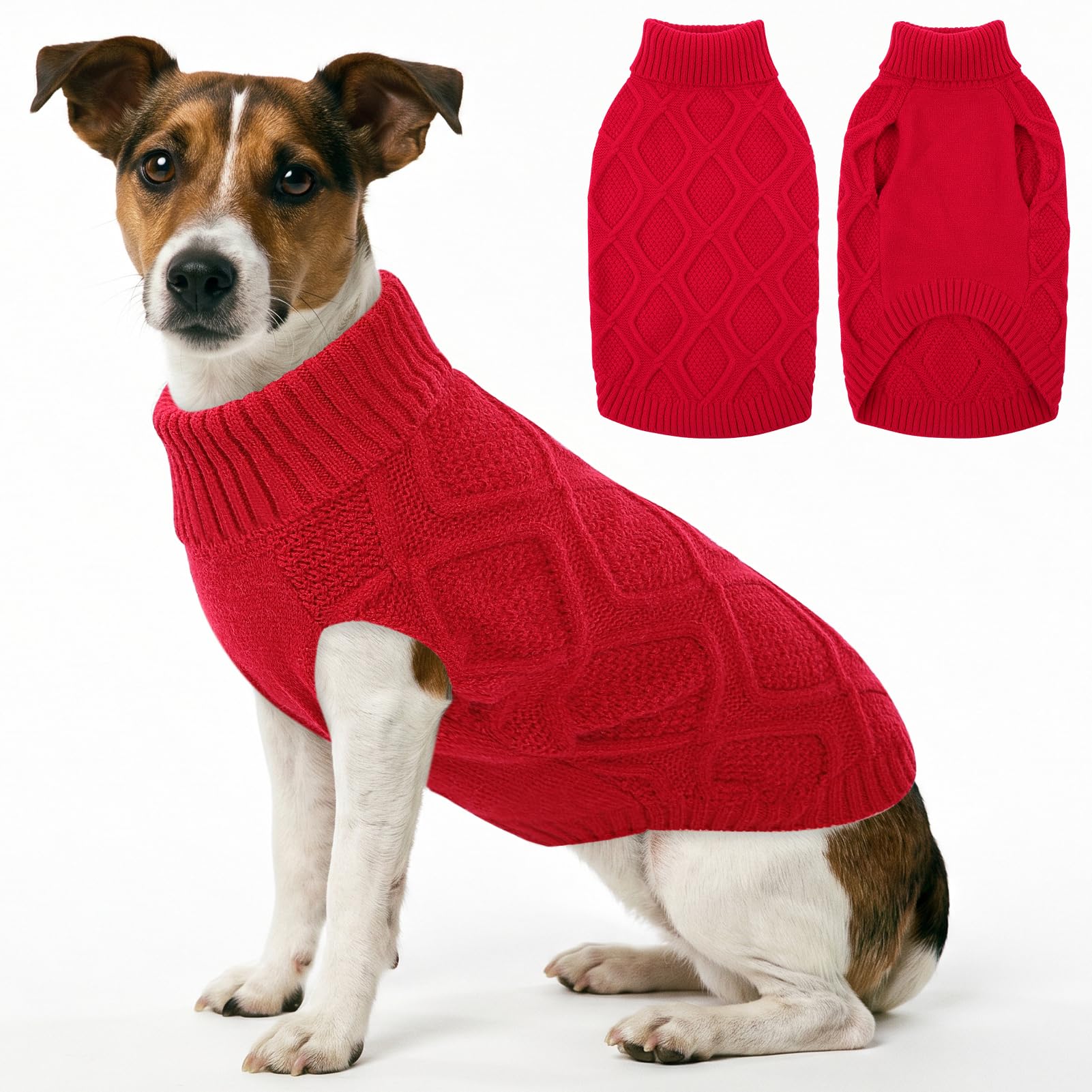 KONVINIT Hundepullover Kleine Hunde - Rollkragen Strickpullover Winter Warm