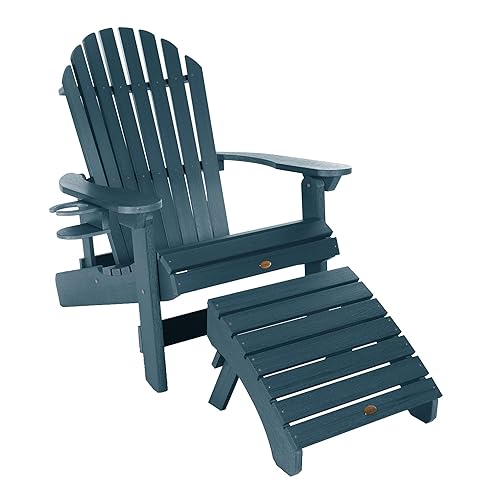 Highwood AD-KITKING3-NBE Hamilton King Size Adirondack Chair with Ottoman &