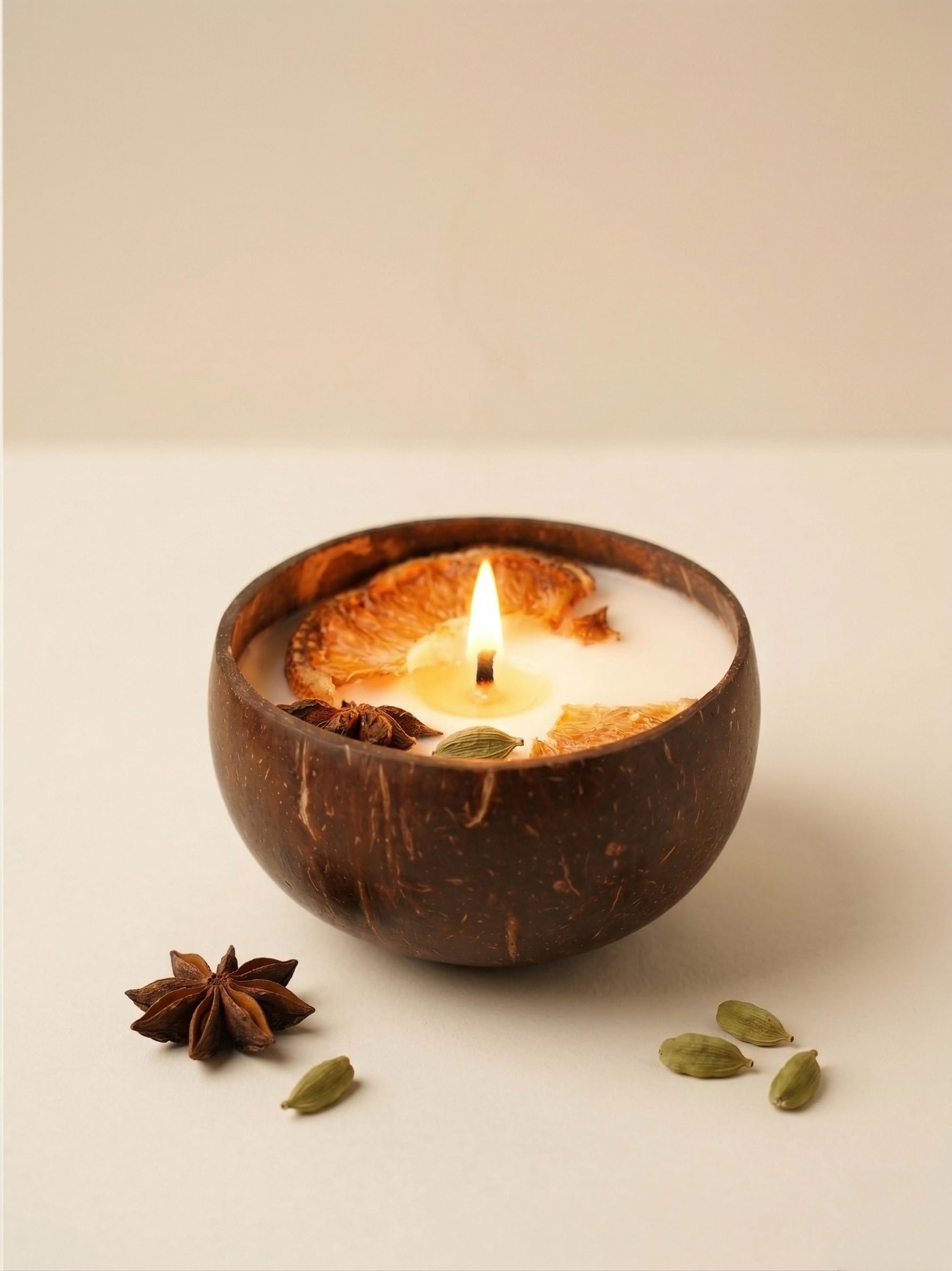 Coconut Shell Scented Candle | Sustainable Eco Friendly Soy Wax Candle | Handcrafted Natural Aroma Candles for Home Décor & Gifting | Reusable Coconut Bowl | Vegan & Zero Waste Gift Idea-picture-24