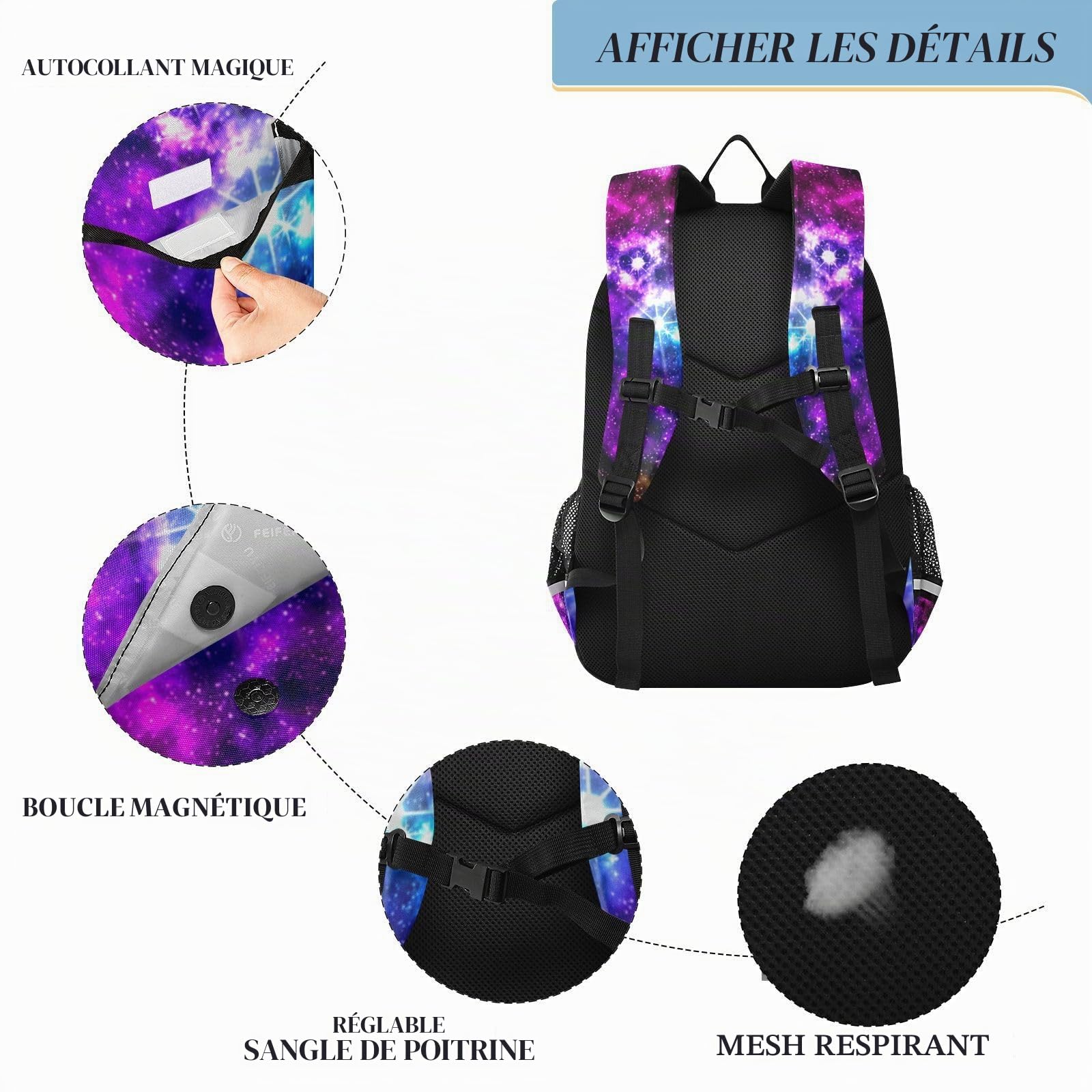 Sac à dos Tendance Galaxie pour Femme et Filles - Maternelle, Léger et Résistant à l'Eau, Rose, Taille Unique