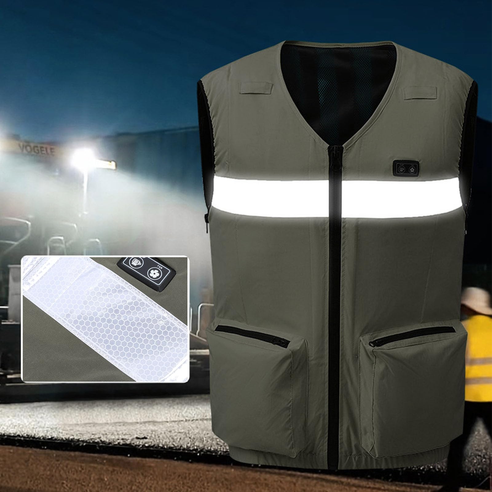 Gilet Rinfrescante Uomo Donna, Riflettente Regolabile con e Acqua | Gilet rinfrescante personale con multitasche, per lavoro all\'aperto, ciclismo, pesca, cucina, attrezzatura per la stagione