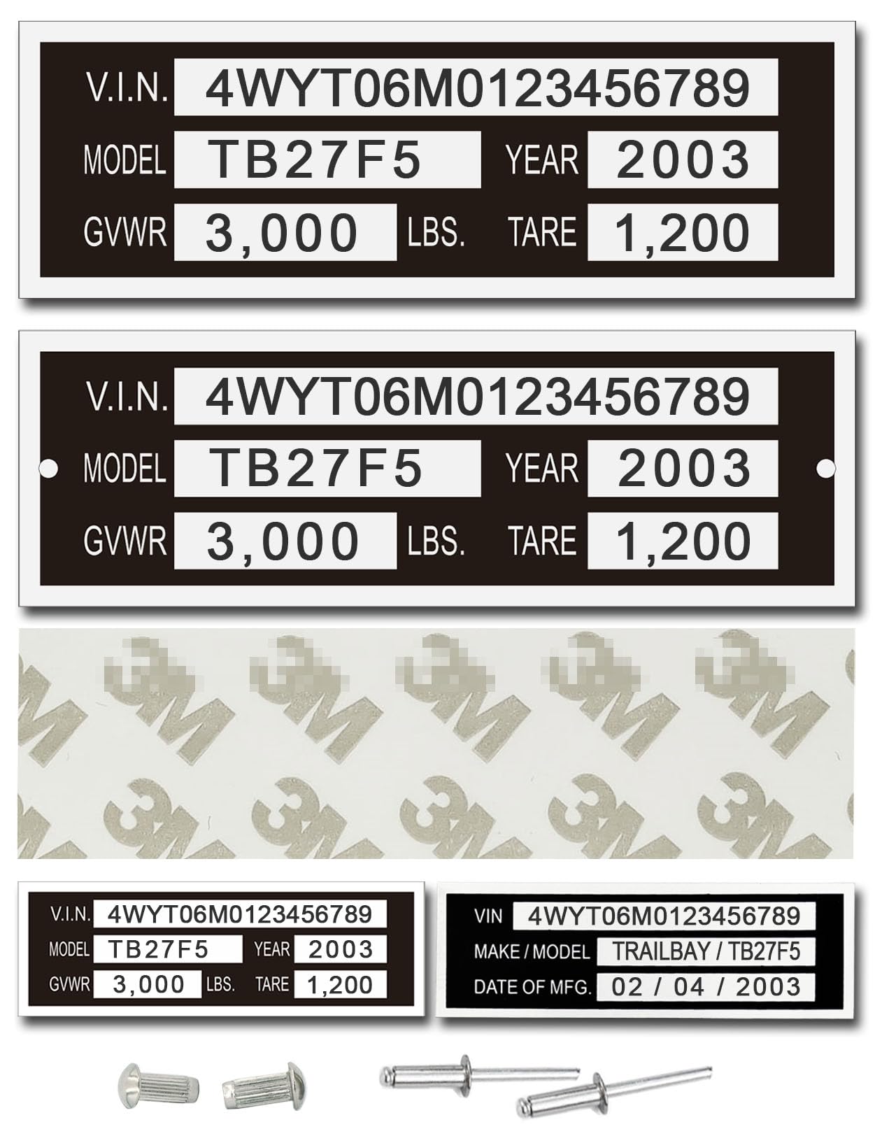 3-6 Days Fastest Delivery - VIN Number Plates for Trailer, Custom VIN Plate Replacement, ID Plates, VIN tags, Vehicle Identification Serial Number,