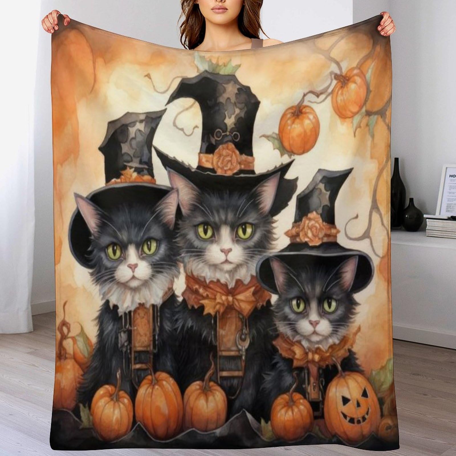 Couverture plaid citrouille d'halloween chaude douillette de lit