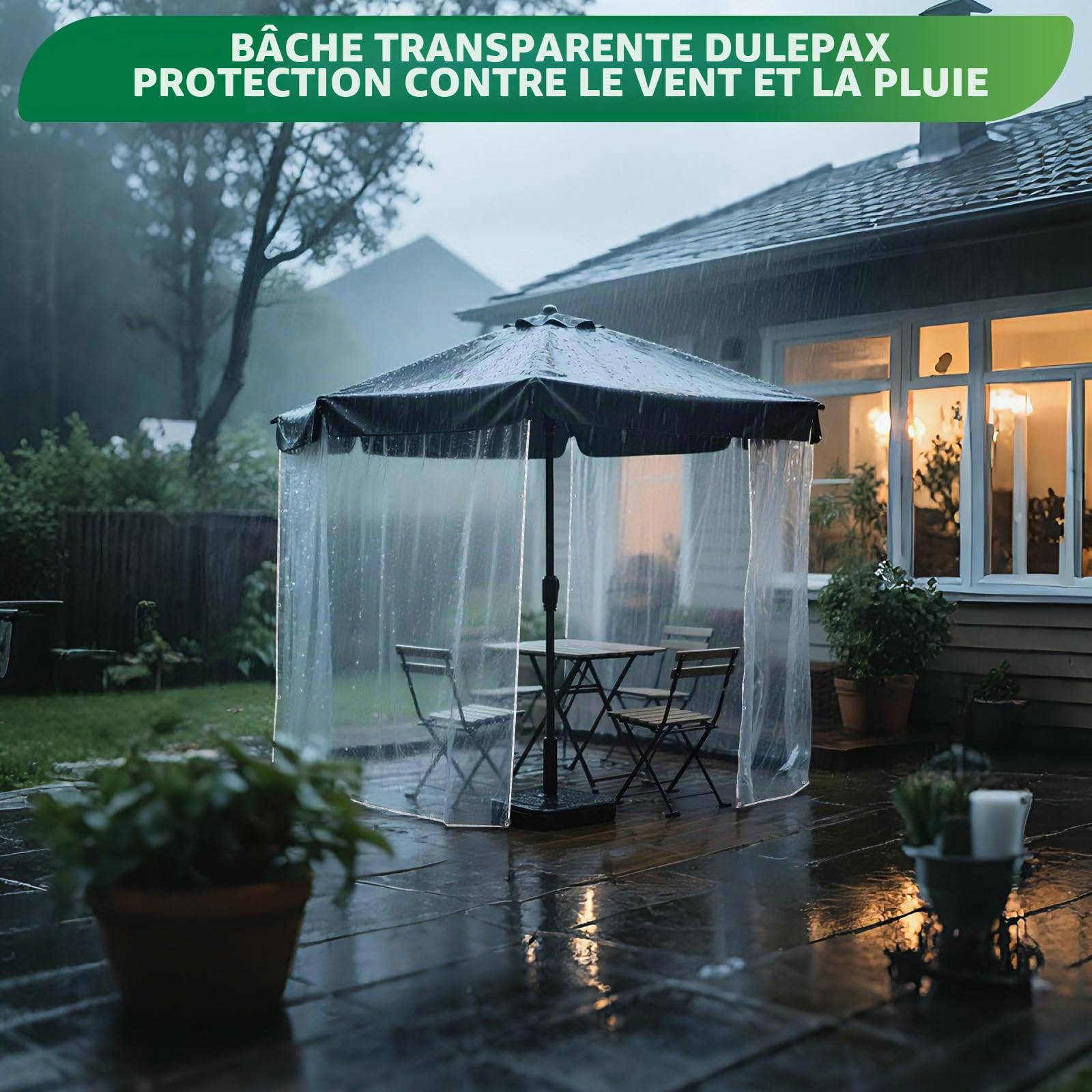 Dulepax Bâche Transparente avec Oeillets pour Exterieur 450 g/m² Imperméable Bâche de Protection pour Pergola,Serre,poulailler,Piscine (3x4m)