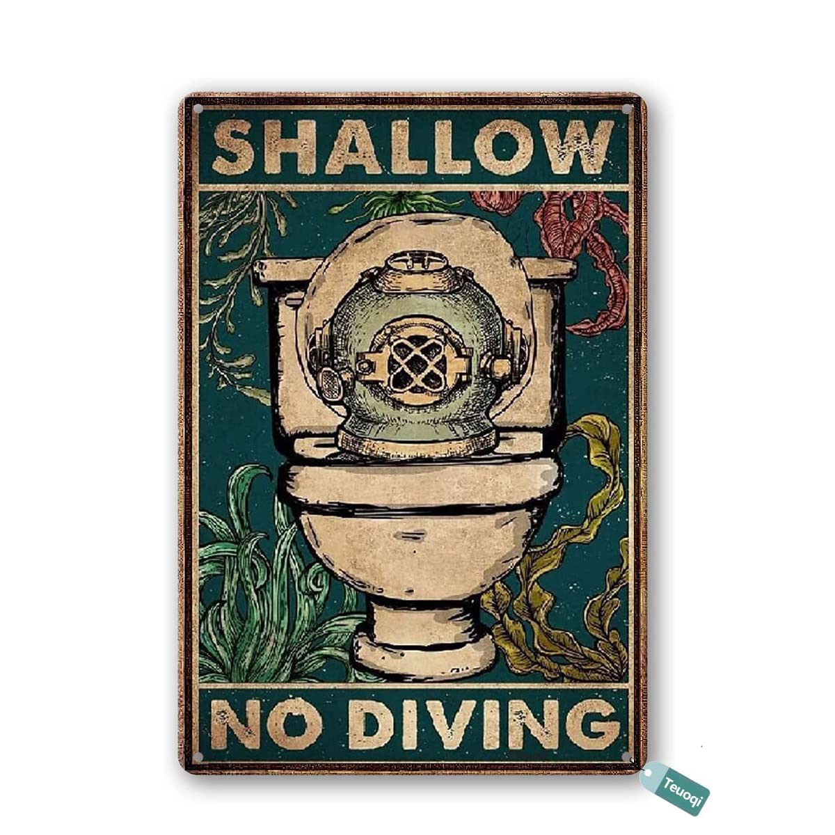 Preeklen Tin Sign 237 Scuba Shallow No Diving Funny Metal Sign Home Decor Wall Art Decoration For Garage Bar Restaurant Kitchen Cafe Pub 6X8 Inch