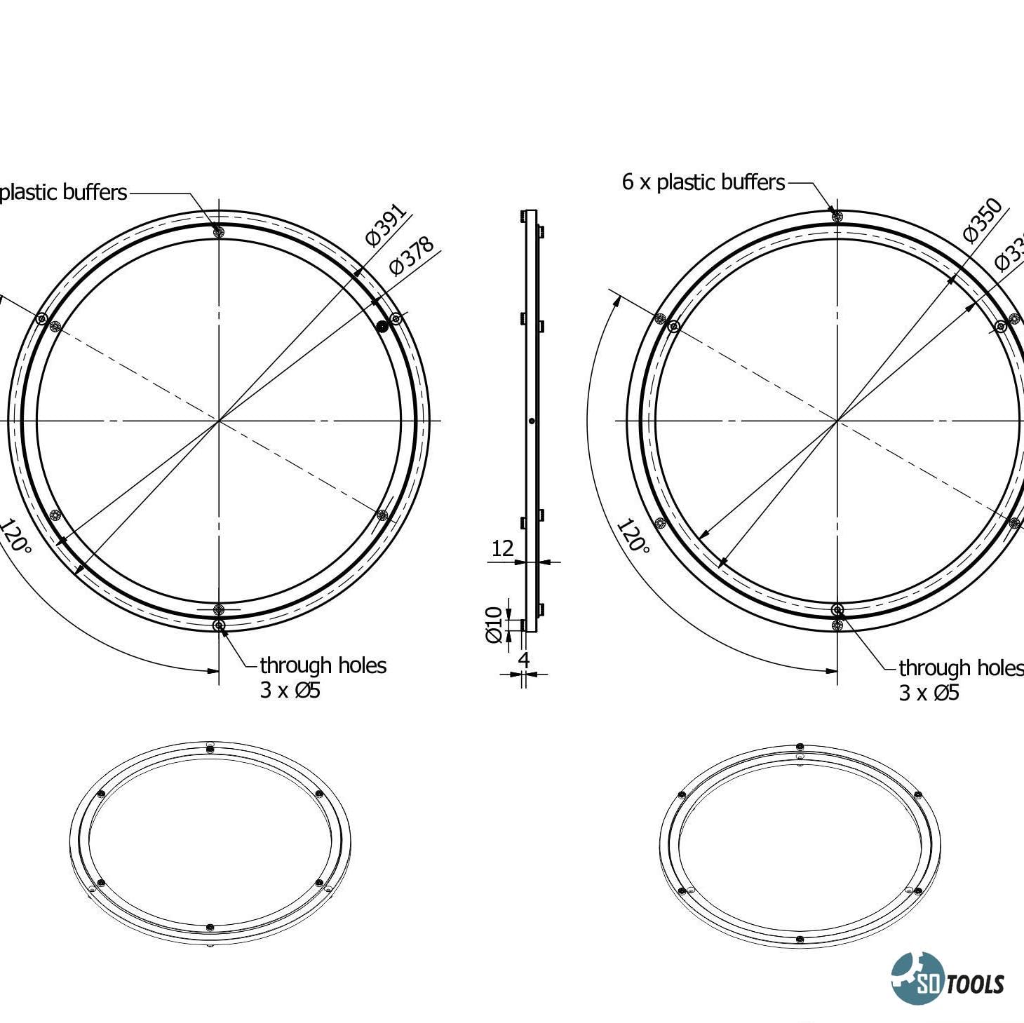 SOTOOLS Drehkranz Drehring Kugelgelagert Präzises Silber Aluminium Ø 391 mm bis 100 kg Traglast 360° Rotation Robust Rostfrei Axial Radial Drehlager für Drehtische Displays Möbel Maschinenbau
