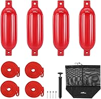 Vista 23 de Affordura Paquete de 4 Defensas de Barco Parachoques Defensas con 4 Cuerdas, Parachoques de Barco para Defensas de Barco Pontón Inflables