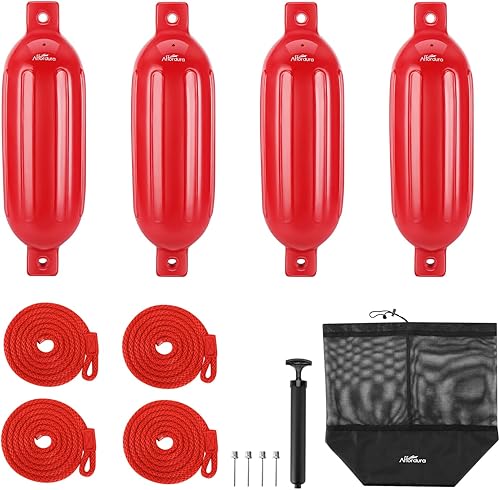 Miniatura 23 de Affordura Paquete de 4 Defensas de Barco Parachoques Defensas con 4 Cuerdas, Parachoques de Barco para Defensas de Barco Pontón Inflables