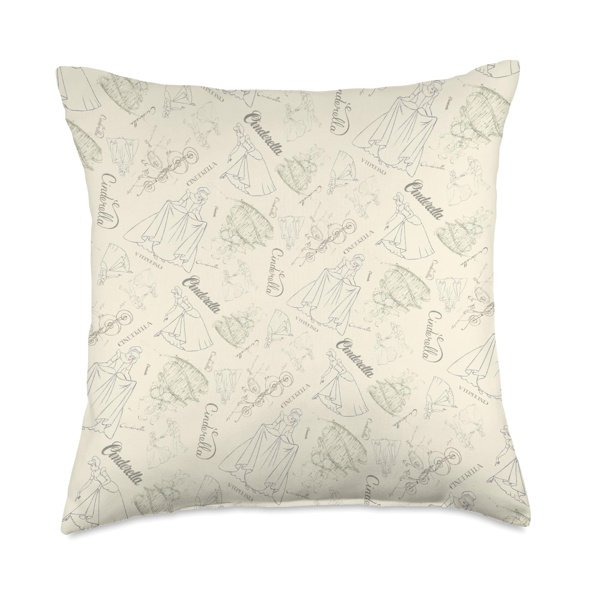 Coussin Cendrillon Disney pour sublimer le lit d'une chambre de fille avec un motif croquis