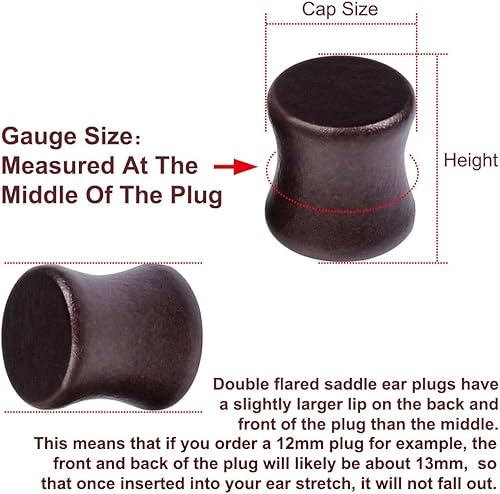 Miniatura 4 de PiercingJ Tapones de piedra mixta de madera acrílica, juego de 16 pares32 piezas, túneles y medidores de oído, juego de expansor de orejas doble