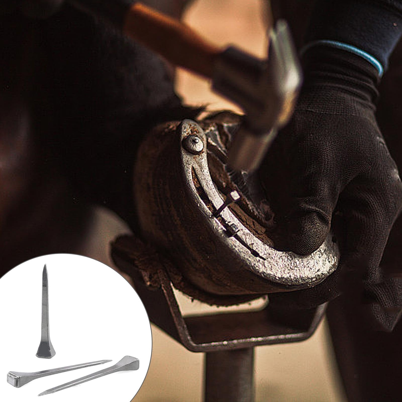40 Pièces Clou de Fer à Cheval, 54 mm Clous pour Sabots, Acier Carbone Fer à Cheval Clous, pas Facile Rouiller, Accessoire de Fer à Cheval pour Fixer Fers Cheval, Argent