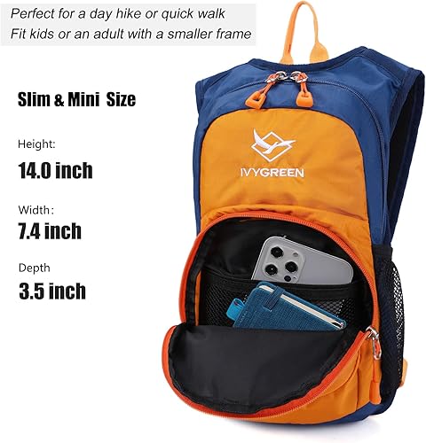 Miniatura 4 de Mochila de hidratación para niños, mochila de senderismo para niños o niñas con vejiga de agua de 1.5 L