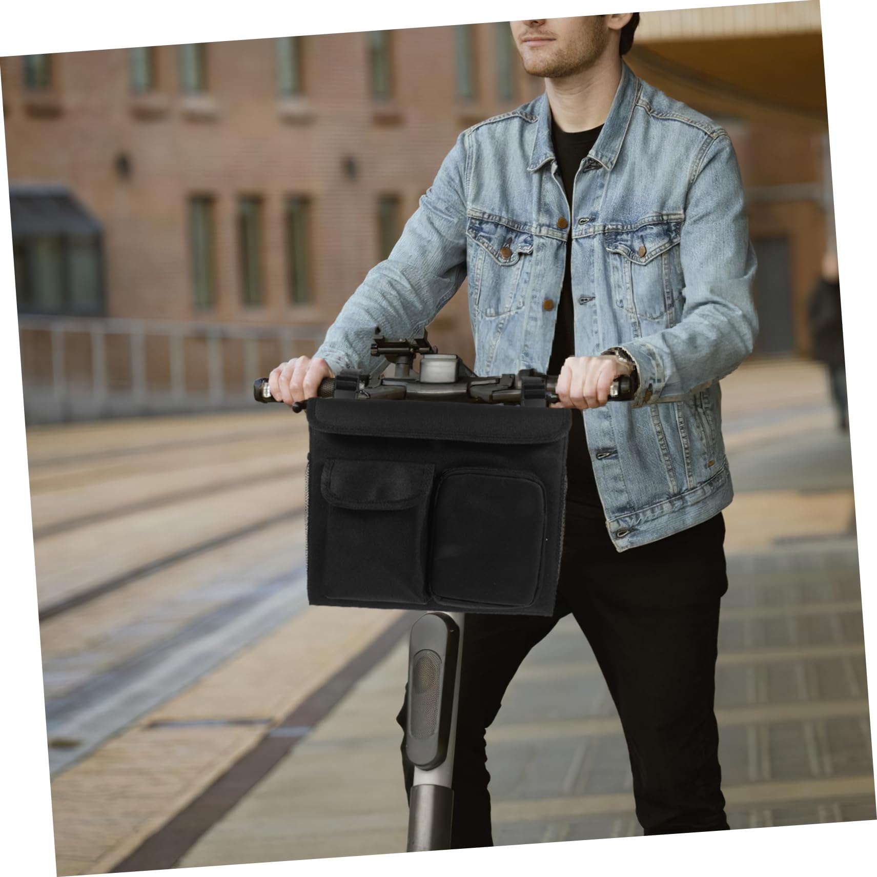 Borsa Laterale per Walker e Rollator Oxford Nero, Capienza Ampia, Tasche Pratiche, Facile da Installare per Anziani