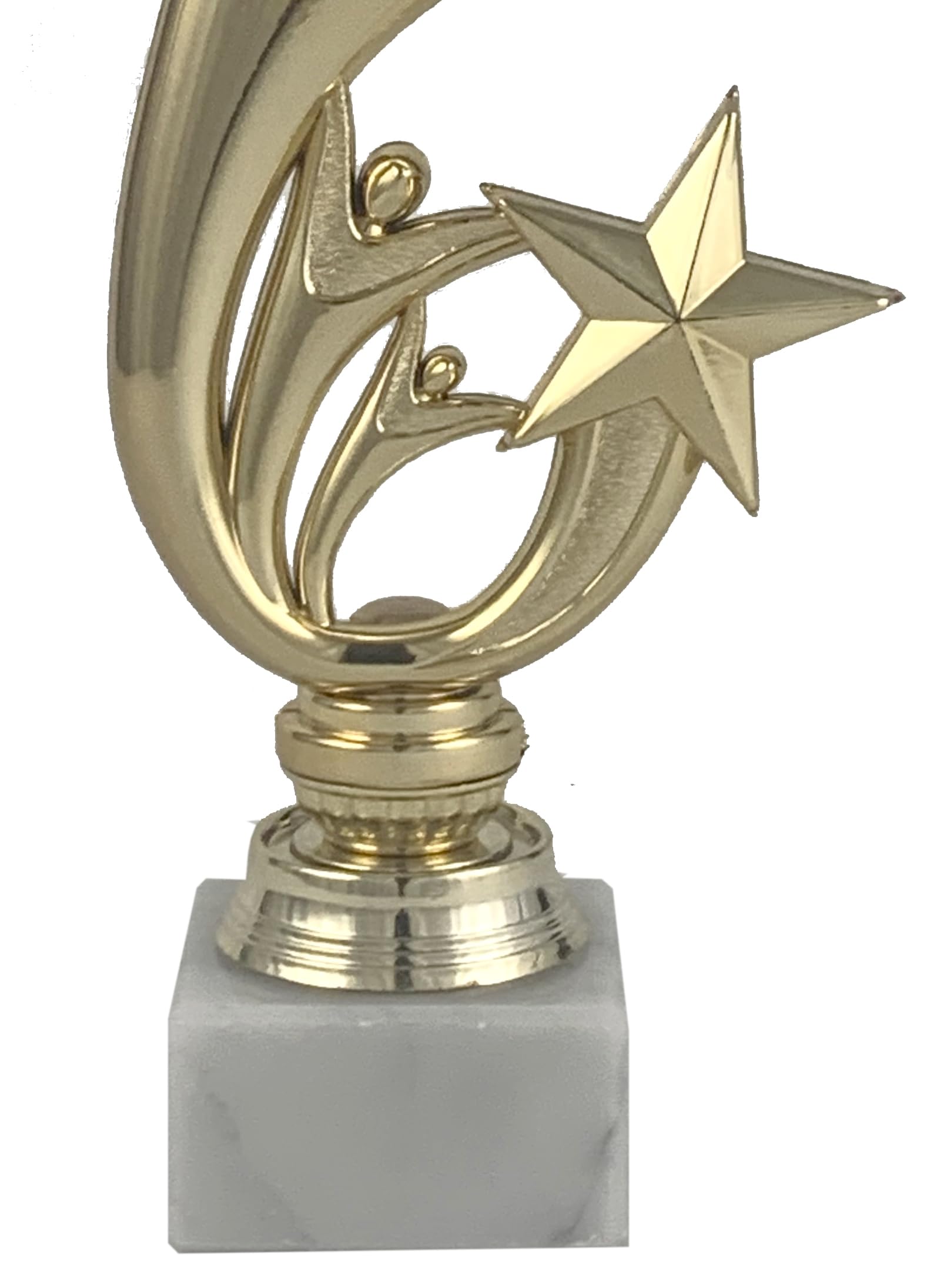 Trofeo portadiscos Hombres alzando Premio y Estrellas Dorado