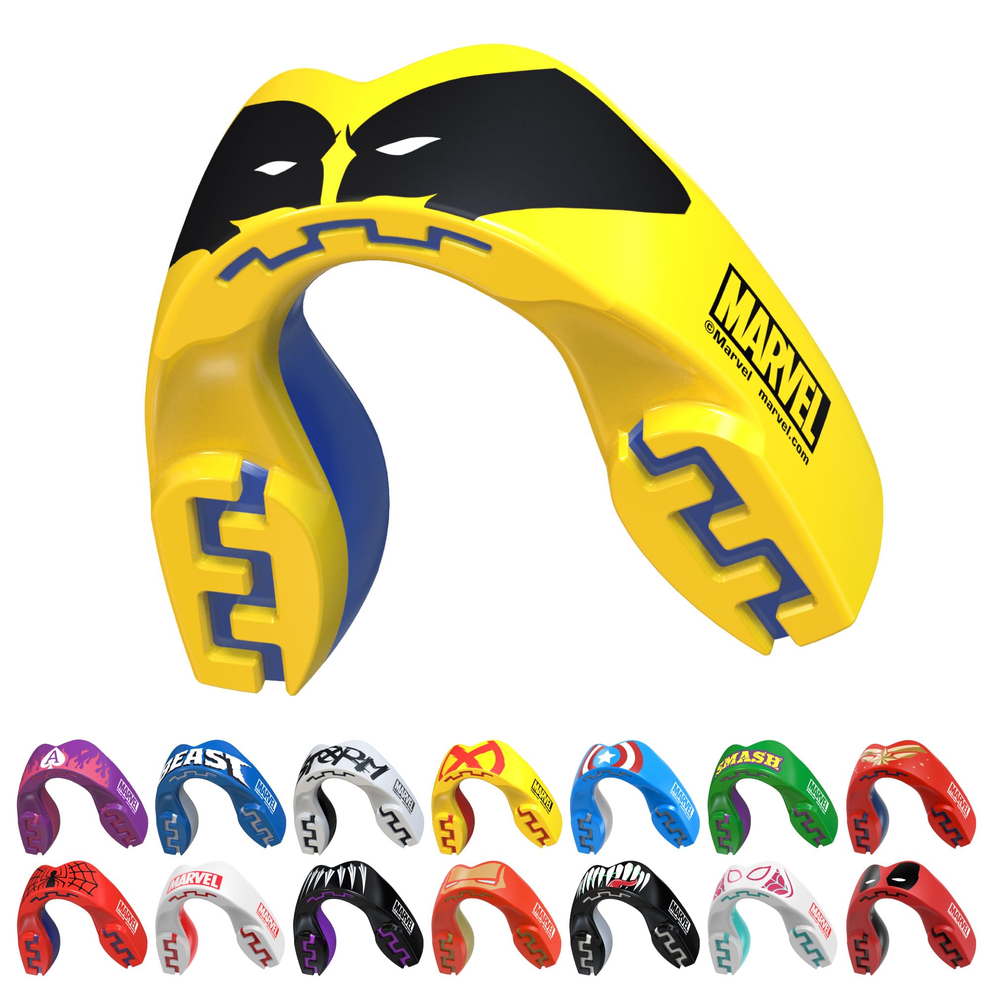 Marvel Sports Mouth Guard Dual Layer Adult and Junior Gum Shield with Case (Wolverine, Junior (up to 11 Years))