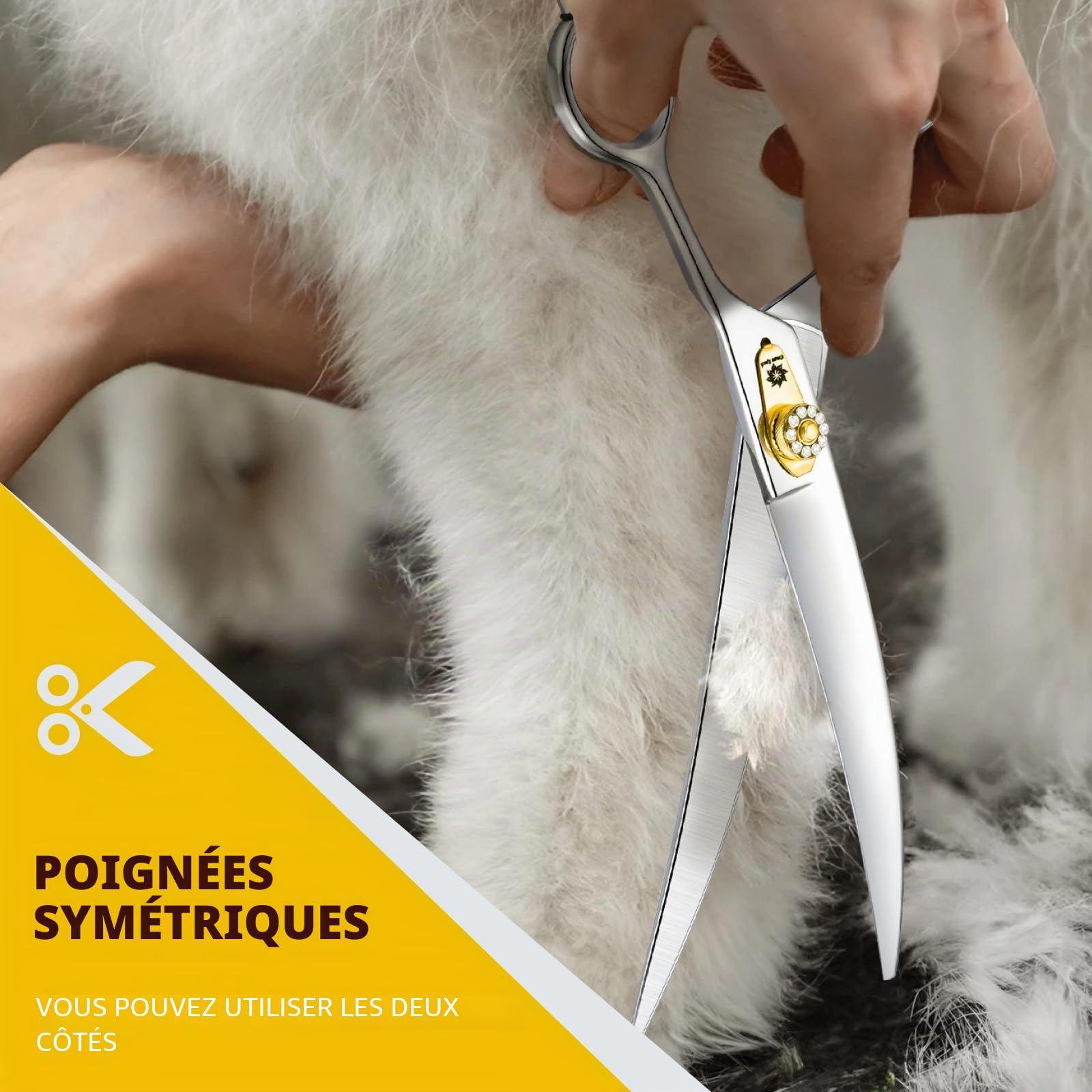 Dream Reach Ciseaux pour Chiens 8 Pouces - Courbes à Fourrure Avec Poignée Ergonomique, 440C Acier Inoxydable pour Couper Chats et Chiens