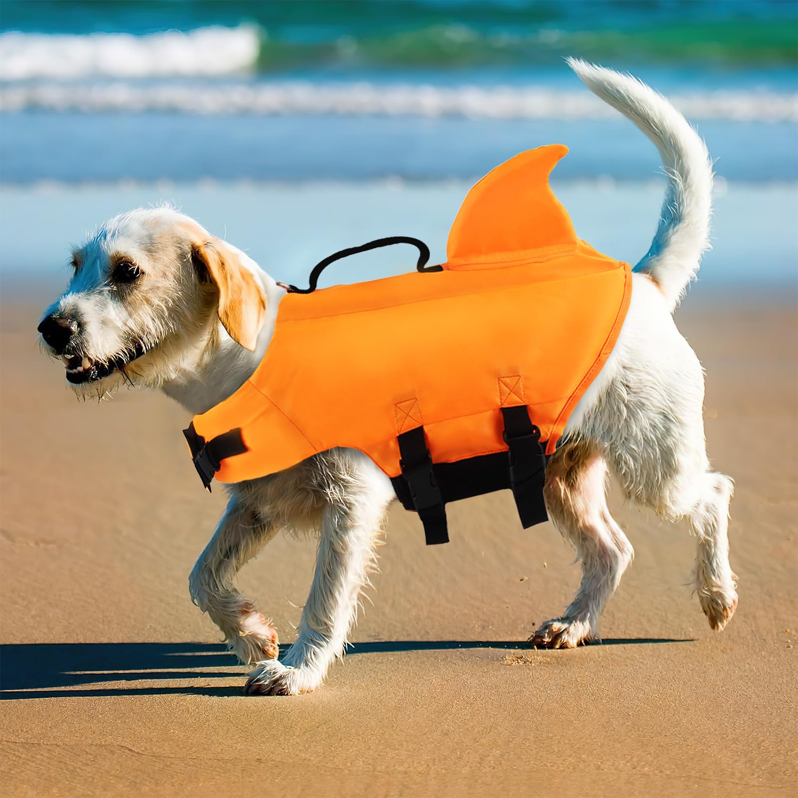 dellyy Giubbotto Salvagente Cane Taglia Media Life Vest per Surf Nuoto Passeggiate Campeggio (Arancione, L)