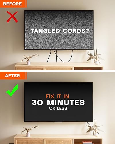 Miniatura 5 de Kit de gestión de cables en la pared, para TV y barra de sonido, corrector de cables y kit de alimentación con accesorio de perforación de sierra