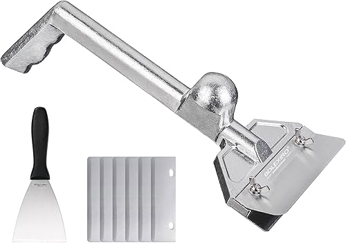 Rascador de parrilla con 7 cuchillas y raspador de parrilla de borde inclinado pequeño, accesorios de parrilla de aluminio fundido resistente,