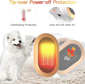 Electric Heater, Heaters for Home, 1200W Energy Efficient Space Silent Room Heater, Portable Ceramic Fan Heaters, Thermostat 2 Modes, Overheat & Tip Over Protection, for Bedroom, White