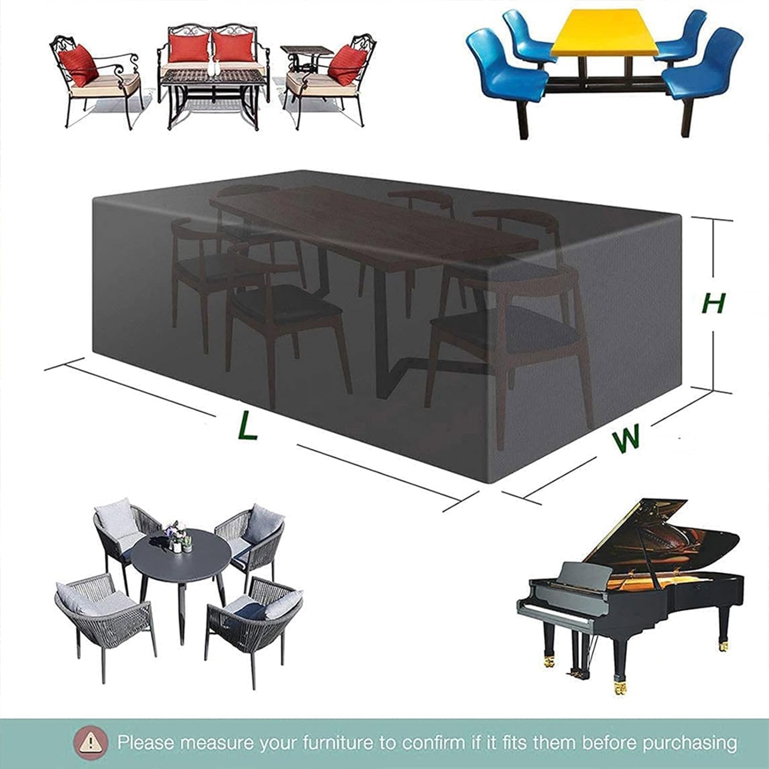 Patio Furniture Covers 108"L x 82"W x 31"H/274x208x80cm Heavy Duty Outdoor Table and Chair Set Covers Wind Dust Proof Outdoor Patio Table Covers for Dinning Furniture Tables Chairs and Sofas