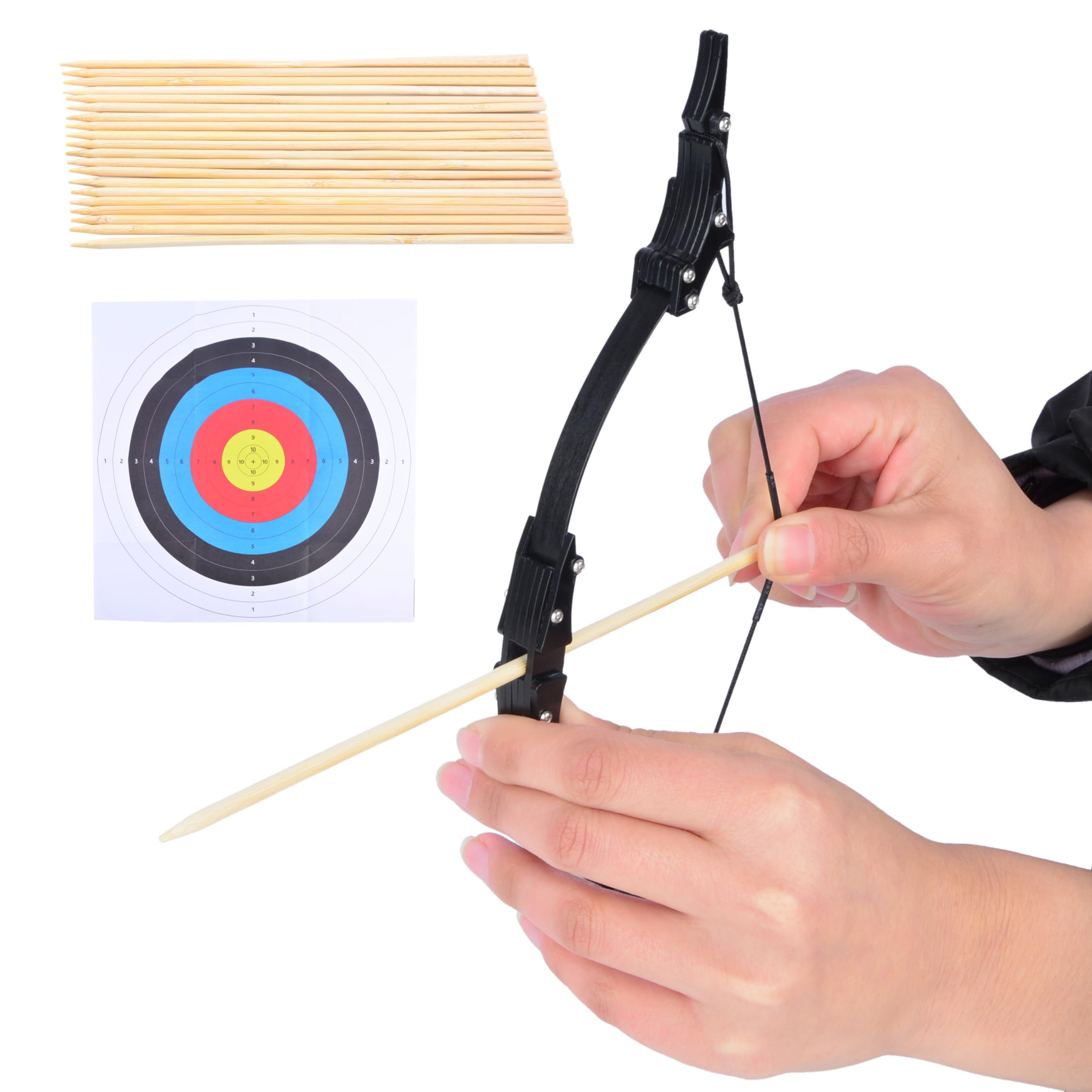 Archery Mini Bow and Arrow Set Adults Pocket Bow Left/Right Hands Recurve Bow Kit for Hunting Shooting Practice Archery Entertainment Fun (black)