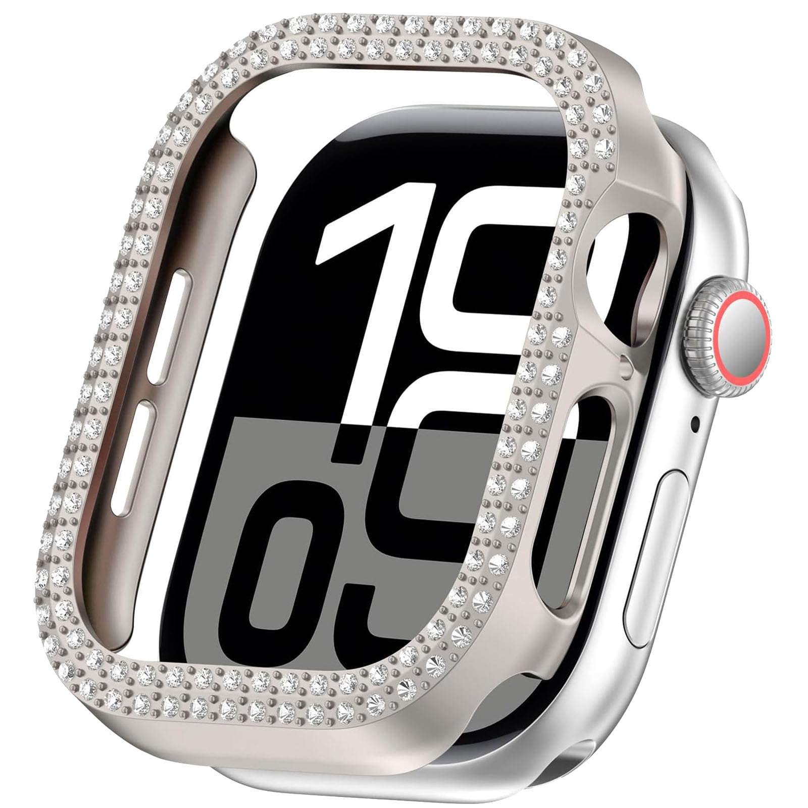Compatible avec Apple Watch Series 10 de 46 mm - Double rangée de strass brillants - Coque de protection en polycarbonate pour homme et femme (lot de 10, série 10, 46 mm)