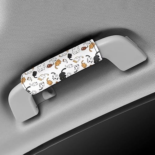 Miniatura 6 de Belidome Paquete de 2 fundas para asa de equipaje, estampado de dibujos animados de gato, lindo identificadoretiquetaagarre para mujeres y niñas,