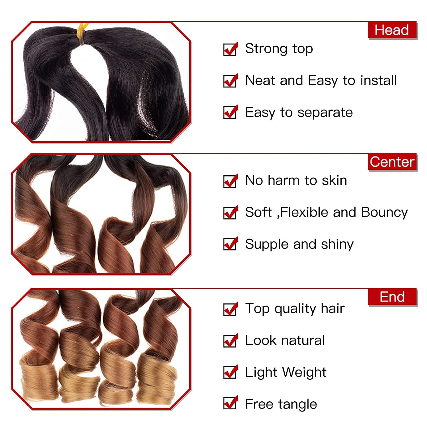 Xtrend 8 Packs 10 Inch Pre Looped Curly Ends Hair Extensions for Goddess Box Braids 1B3027#, 10 Inch (Pack of 8) - Image 2
