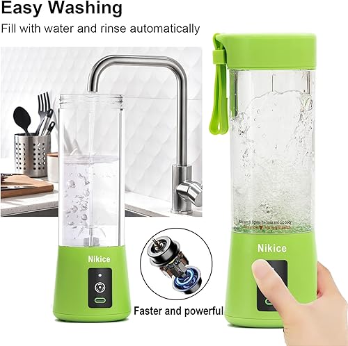 Miniatura 7 de Licuadora portátil, tamaño personal licuadora exprimidor taza, licuadora de batidos y batidos, máquina de fruta de mano, mezclador mezclador hogar