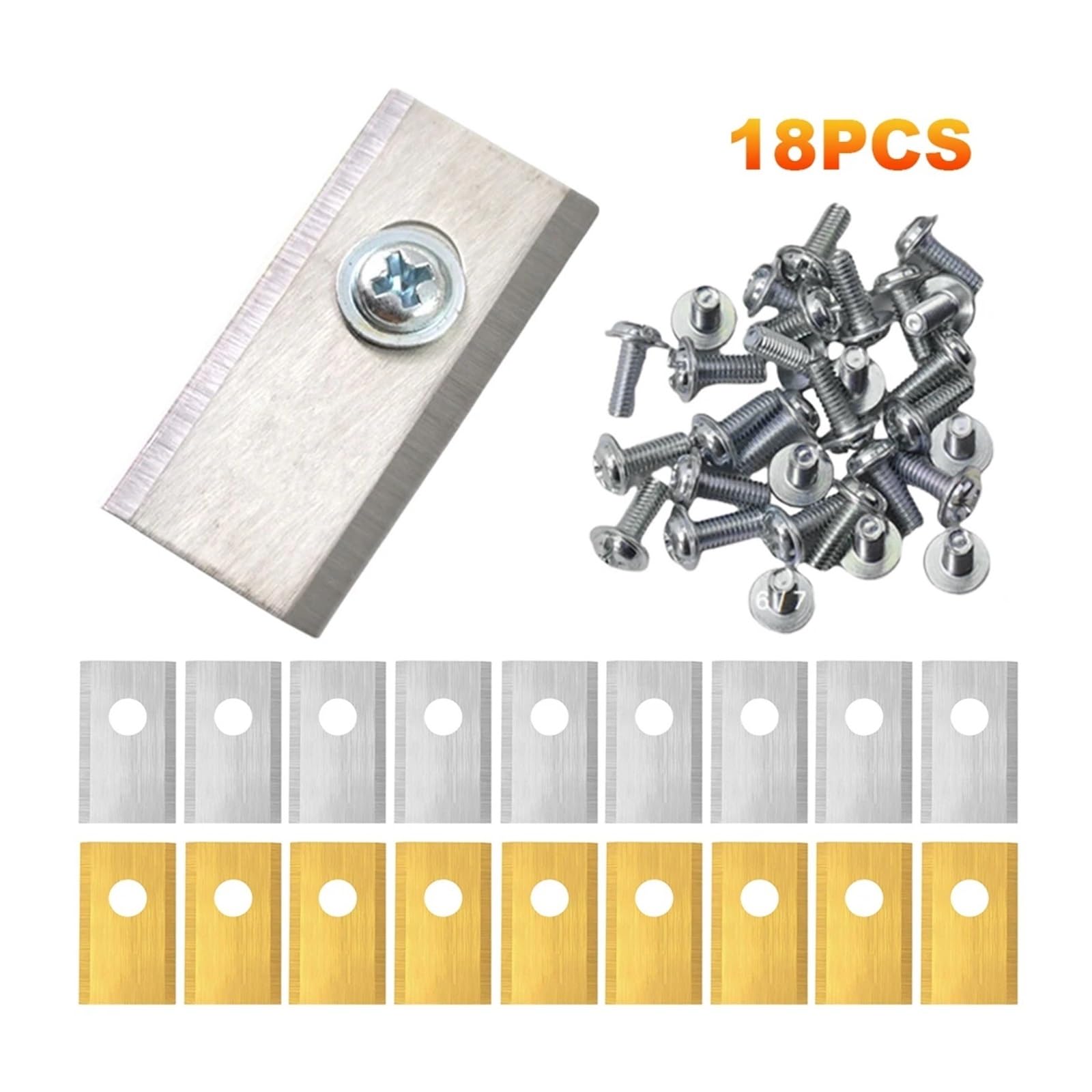 Juego de 18-180 Cuchillas de Repuesto de Acero Inoxidable con Tornillos for cortacéspedes robóticos Worx Landroid.(Gold 90Sets)